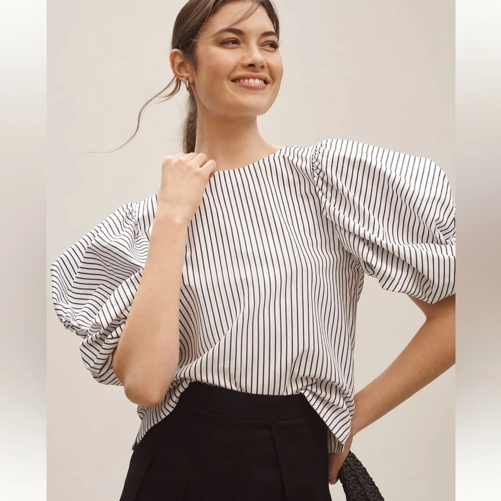 NWT! Anthropologie Maeve Puff-Sleeve Boatneck Top 🦕
